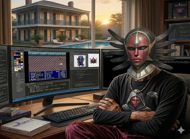 Elijah working on a fighting game.